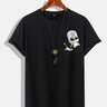 100% Cotton Breathable Short Sleeve Halloween Spooky Skull Solid T-Shirt