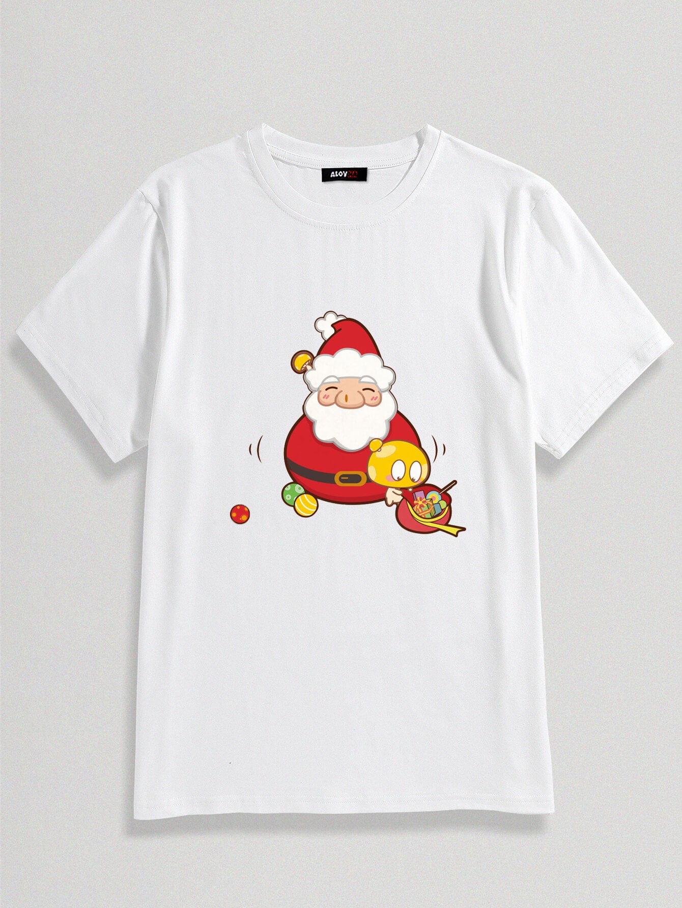 100% Cotton Cute Santa Tumbler Print T-Shirt