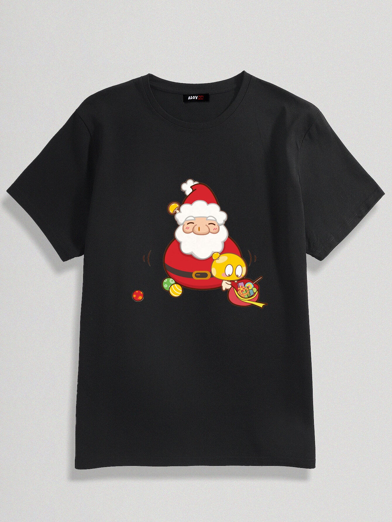 100% Cotton Cute Santa Tumbler Print T-Shirt