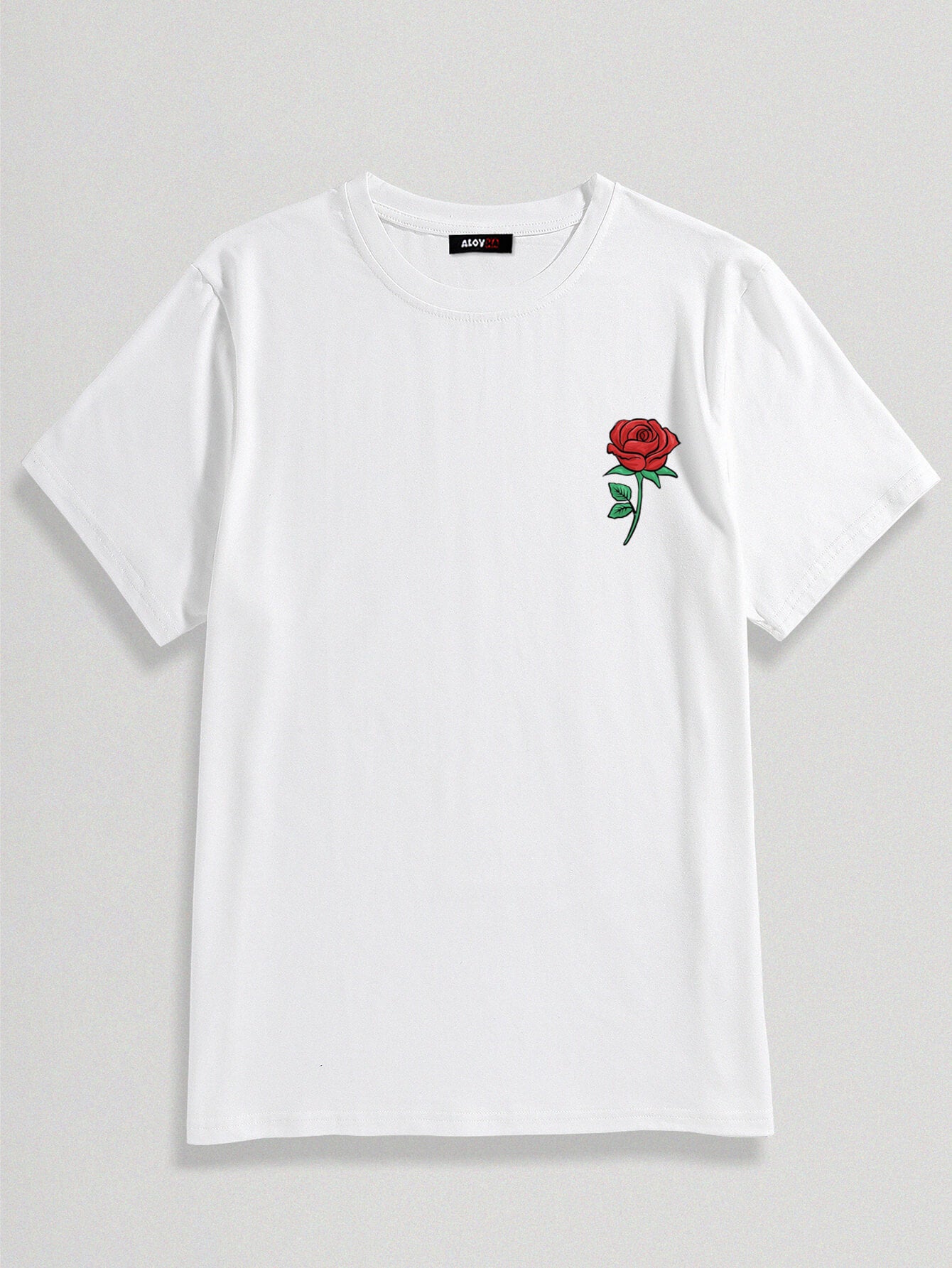 100% Cotton Rosette Crew Neck T-Shirt