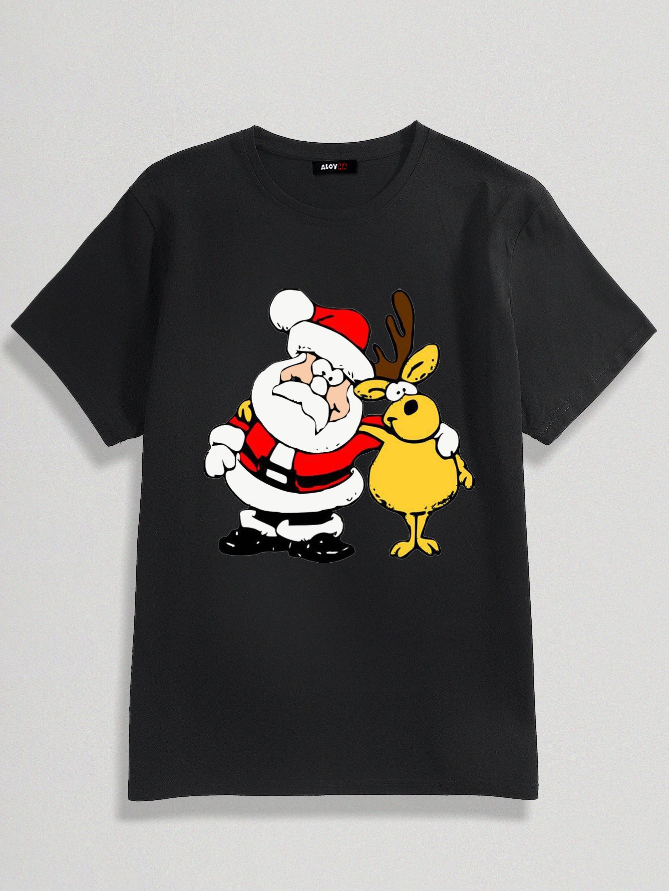 100% Cotton Santa Print Crew Neck T-Shirt