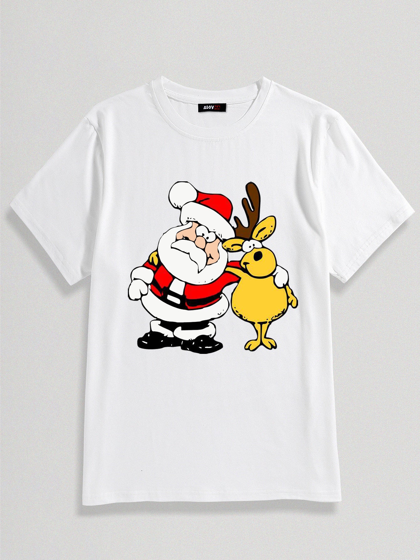 100% Cotton Santa Print Crew Neck T-Shirt