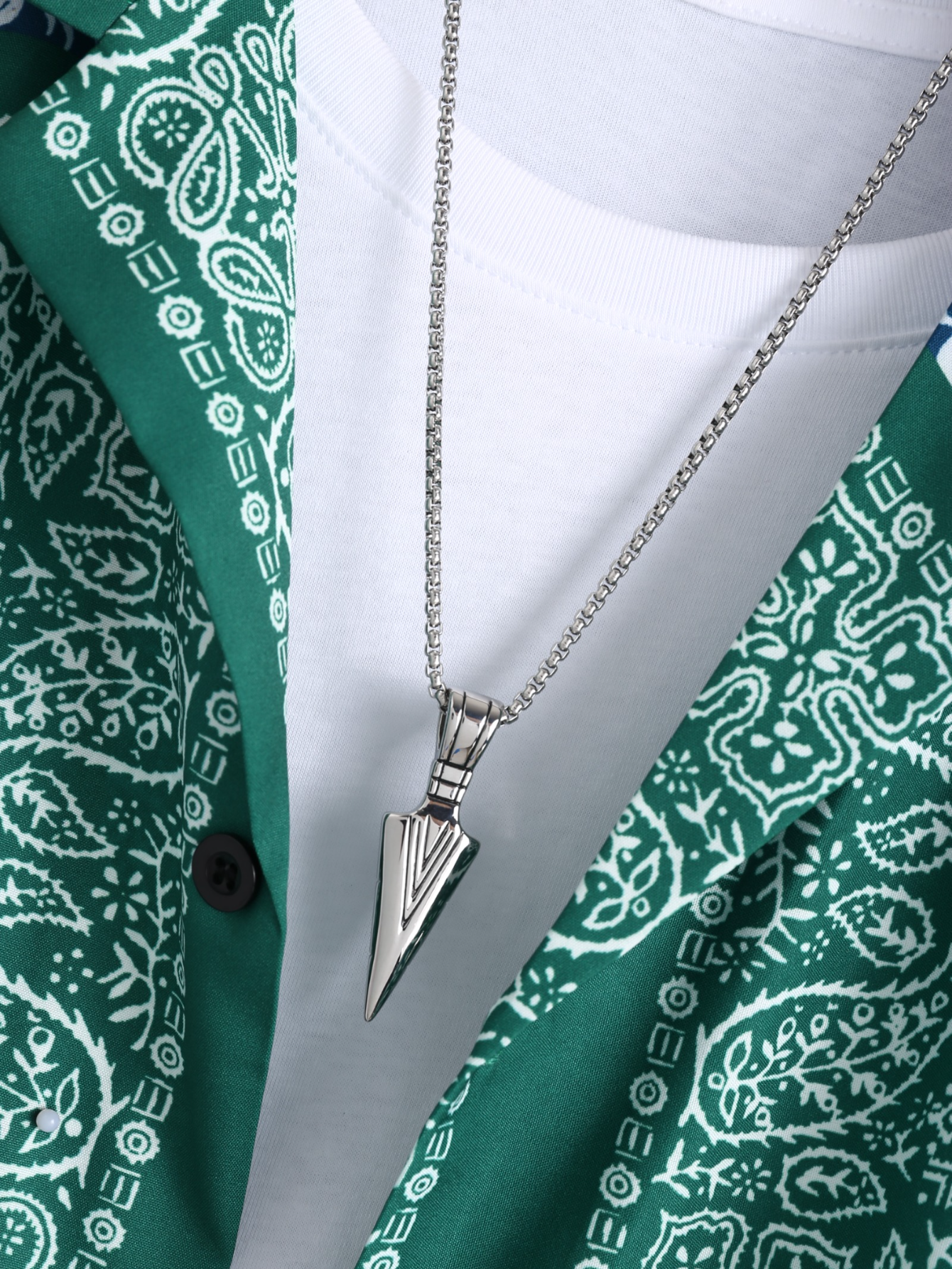 Mens Arrow Symbol Stainless Steel Necklace