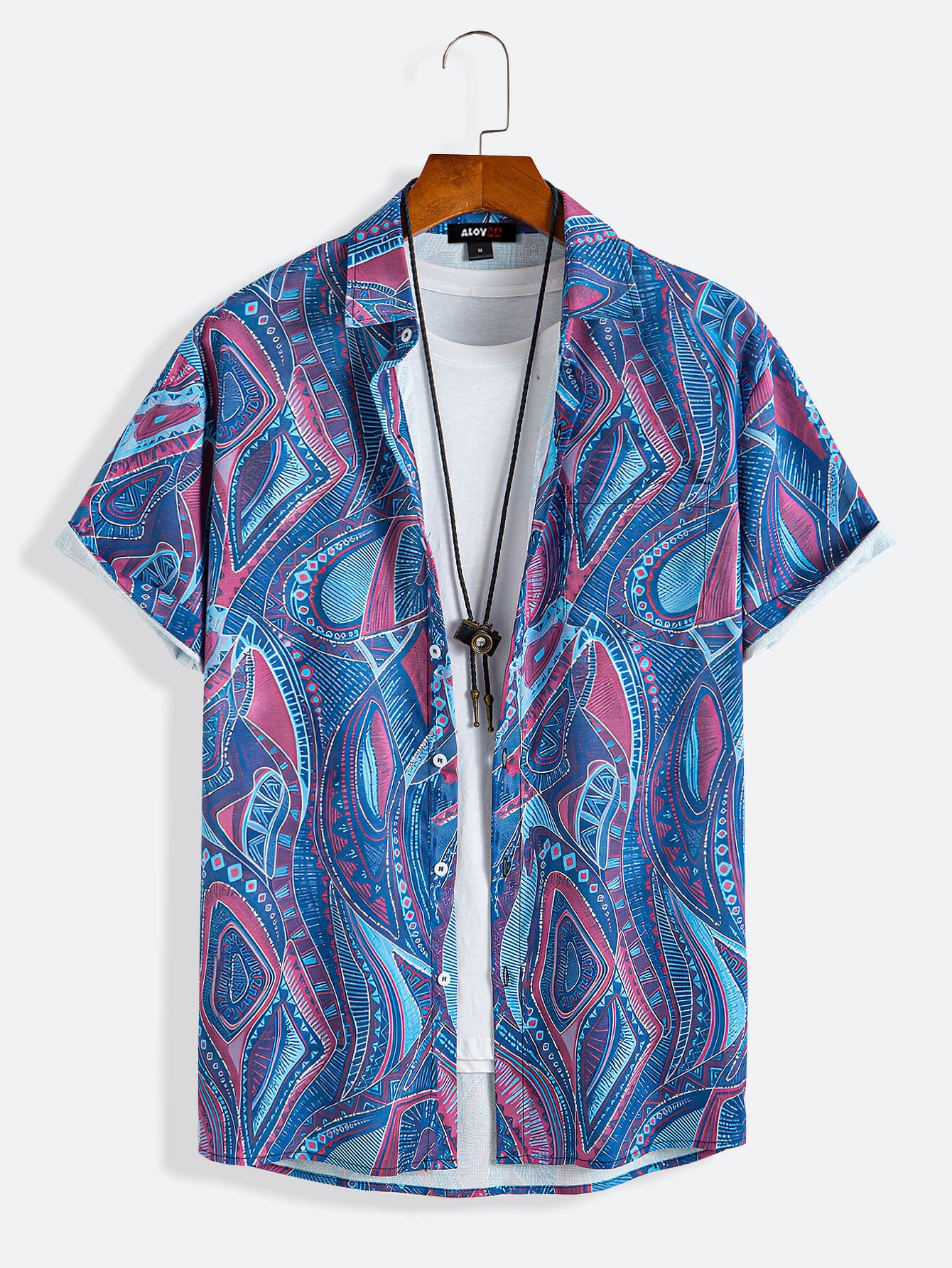 1970s Vintage Abstract Urban Print Button-Up Shirt