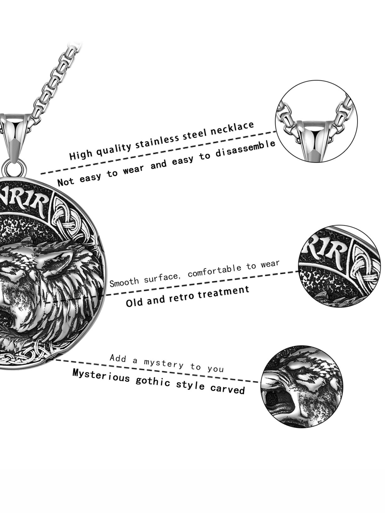 Norse Mythology Fenrir Wolf Titanium Steel Necklace