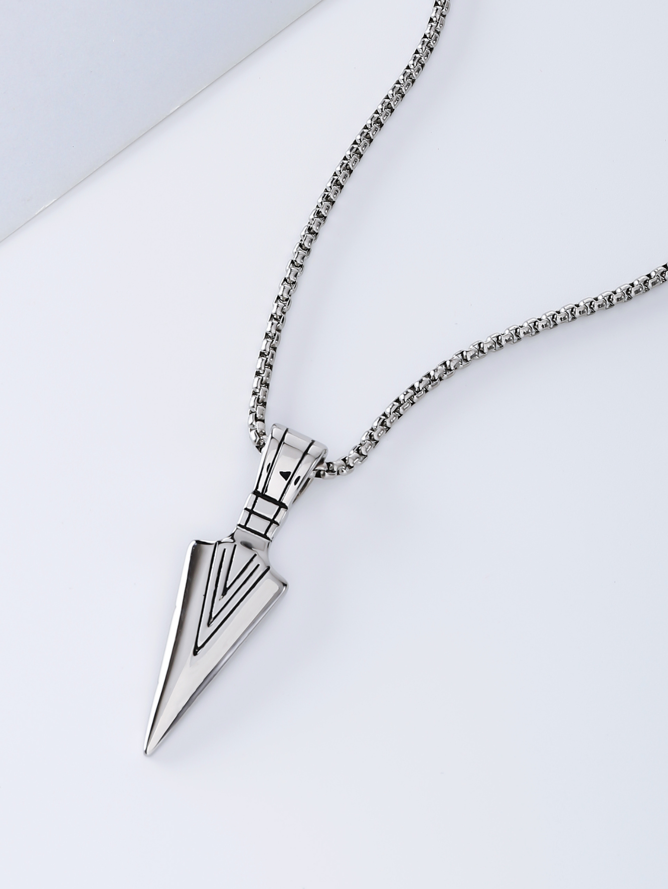 Mens Arrow Symbol Stainless Steel Necklace