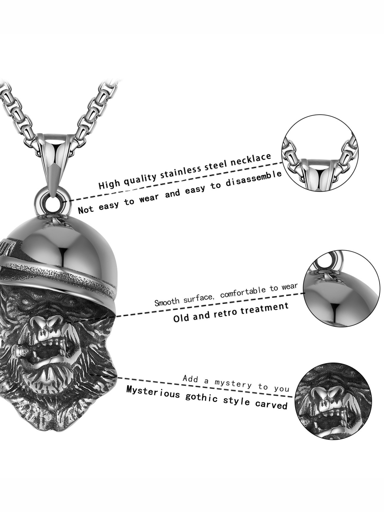 Black King Kong Gorilla Titanium Steel Necklace