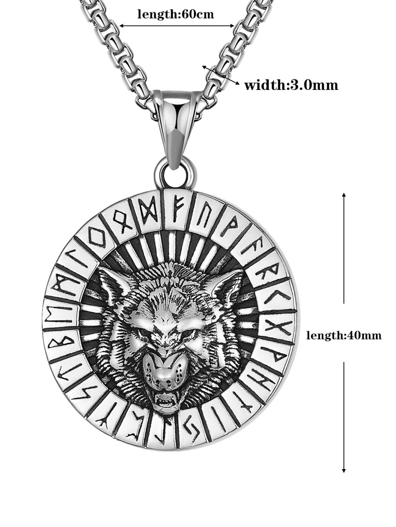 Nordic Wolf Head Titanium Steel Necklace