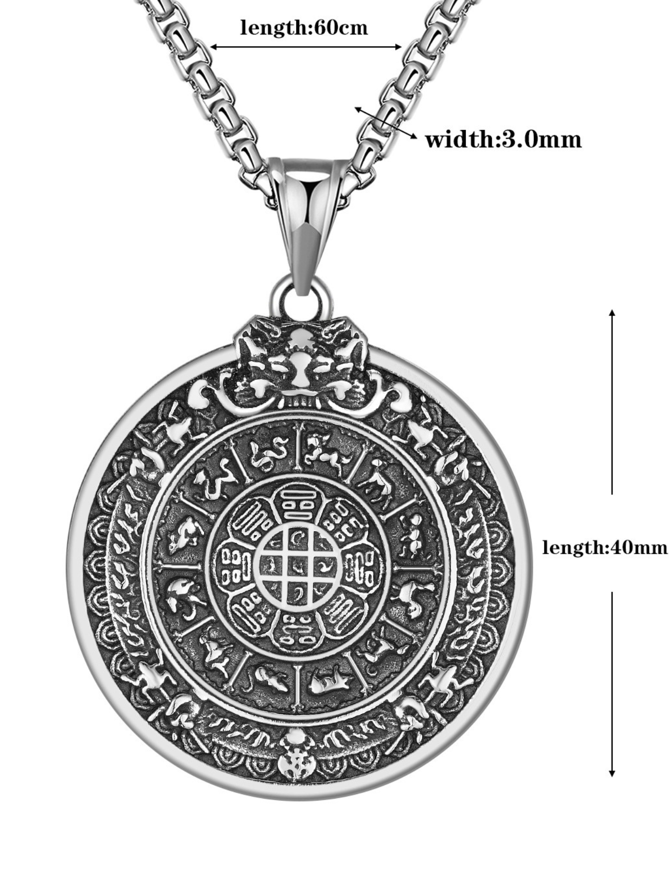 Tibetan Nine Palaces Bagua Titanium Steel Necklace