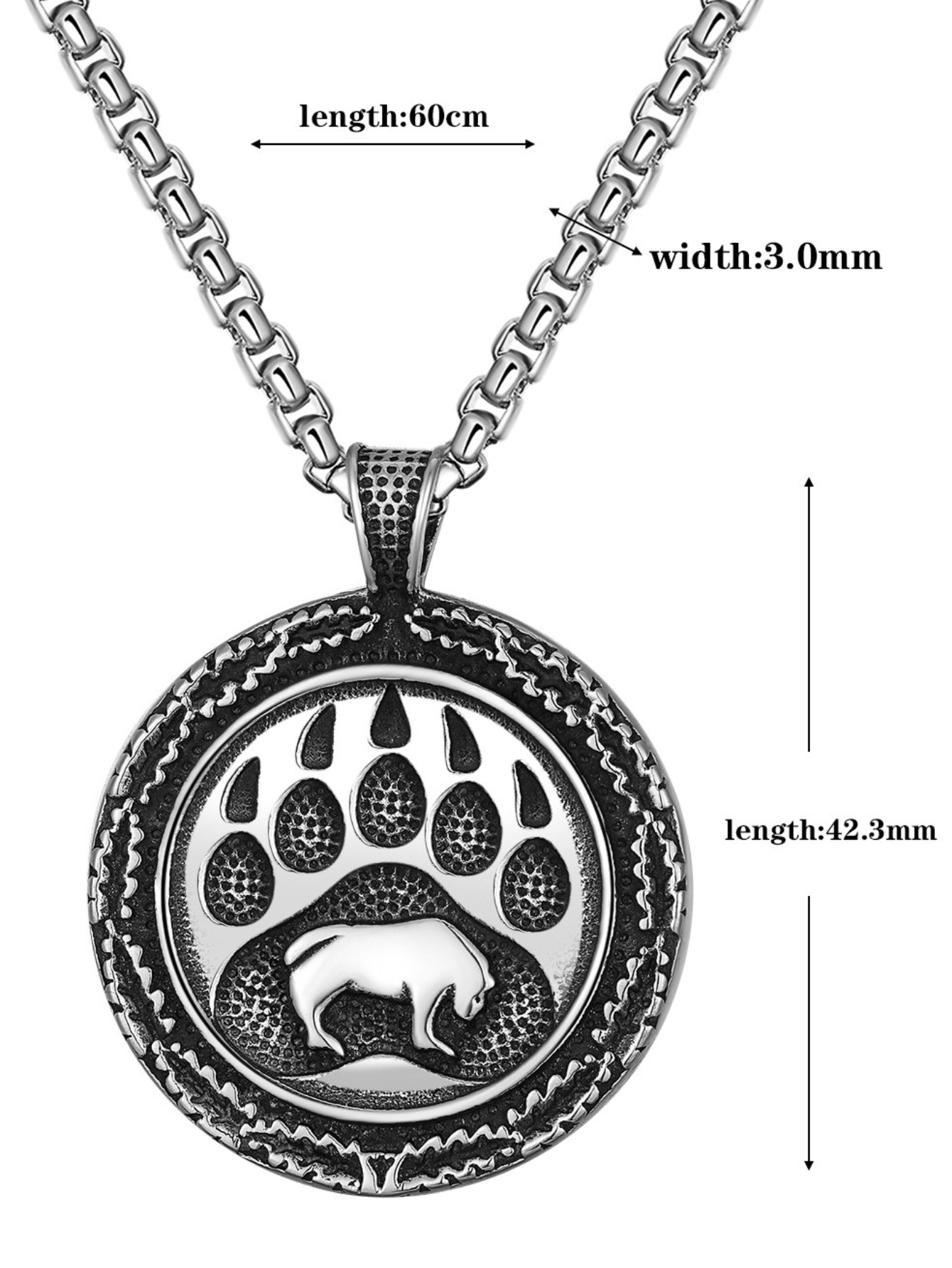 Polar Bear Paw Titanium Steel Necklace