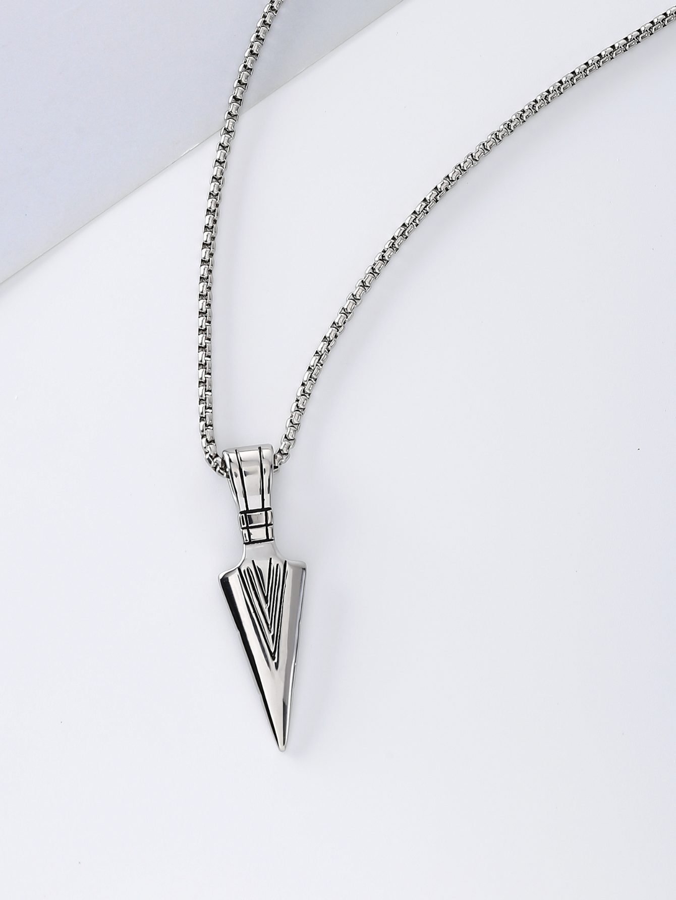 Mens Arrow Symbol Stainless Steel Necklace