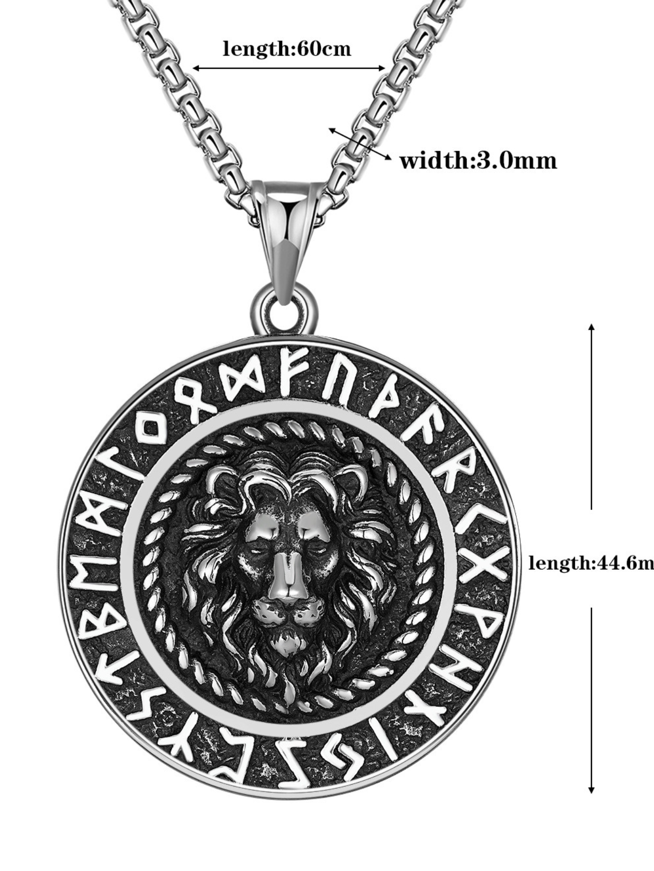 Mens Nordic Lion Titanium Steel Necklace