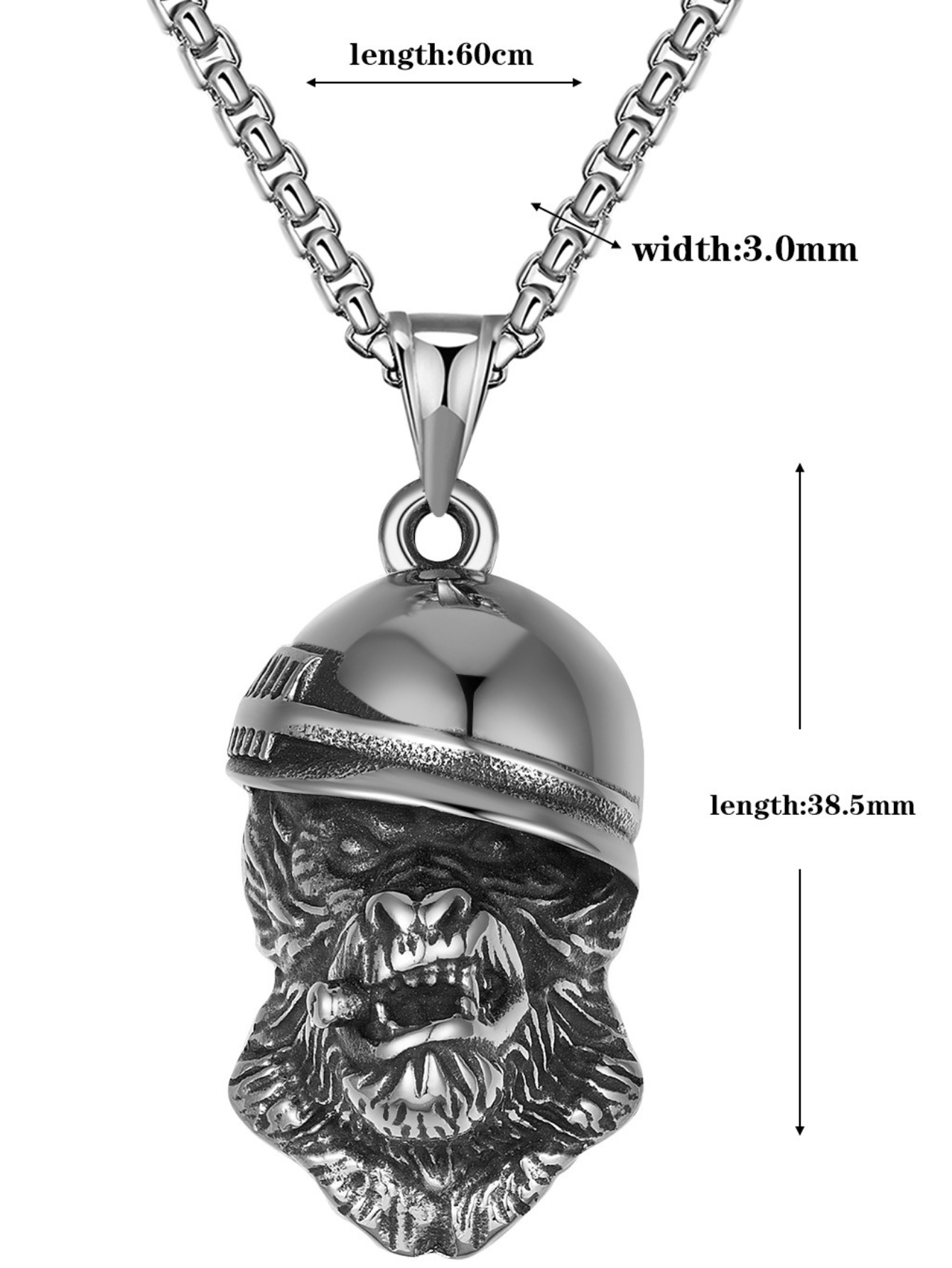 Black King Kong Gorilla Titanium Steel Necklace