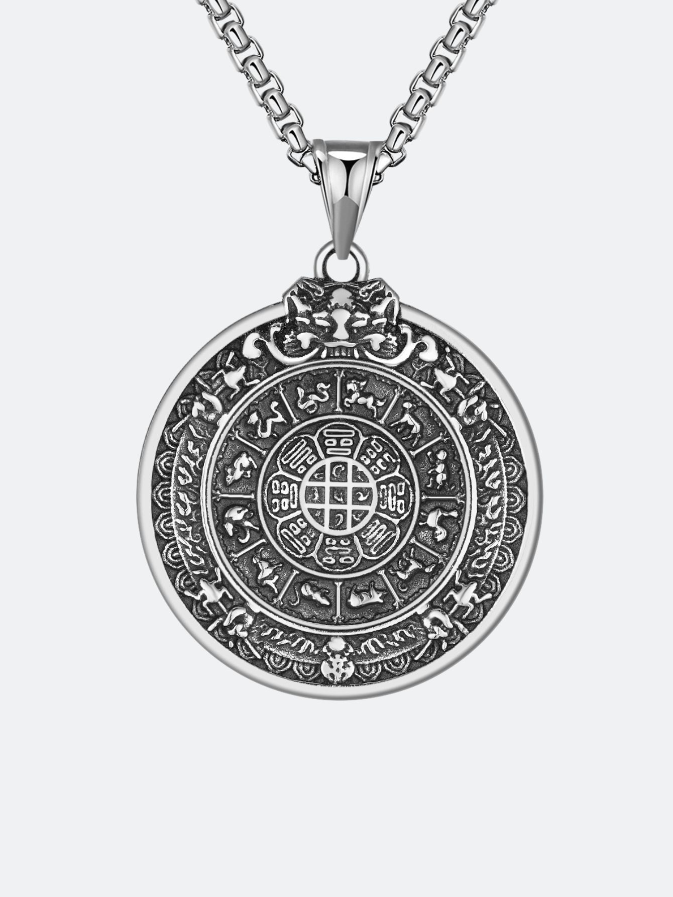 Tibetan Nine Palaces Bagua Titanium Steel Necklace