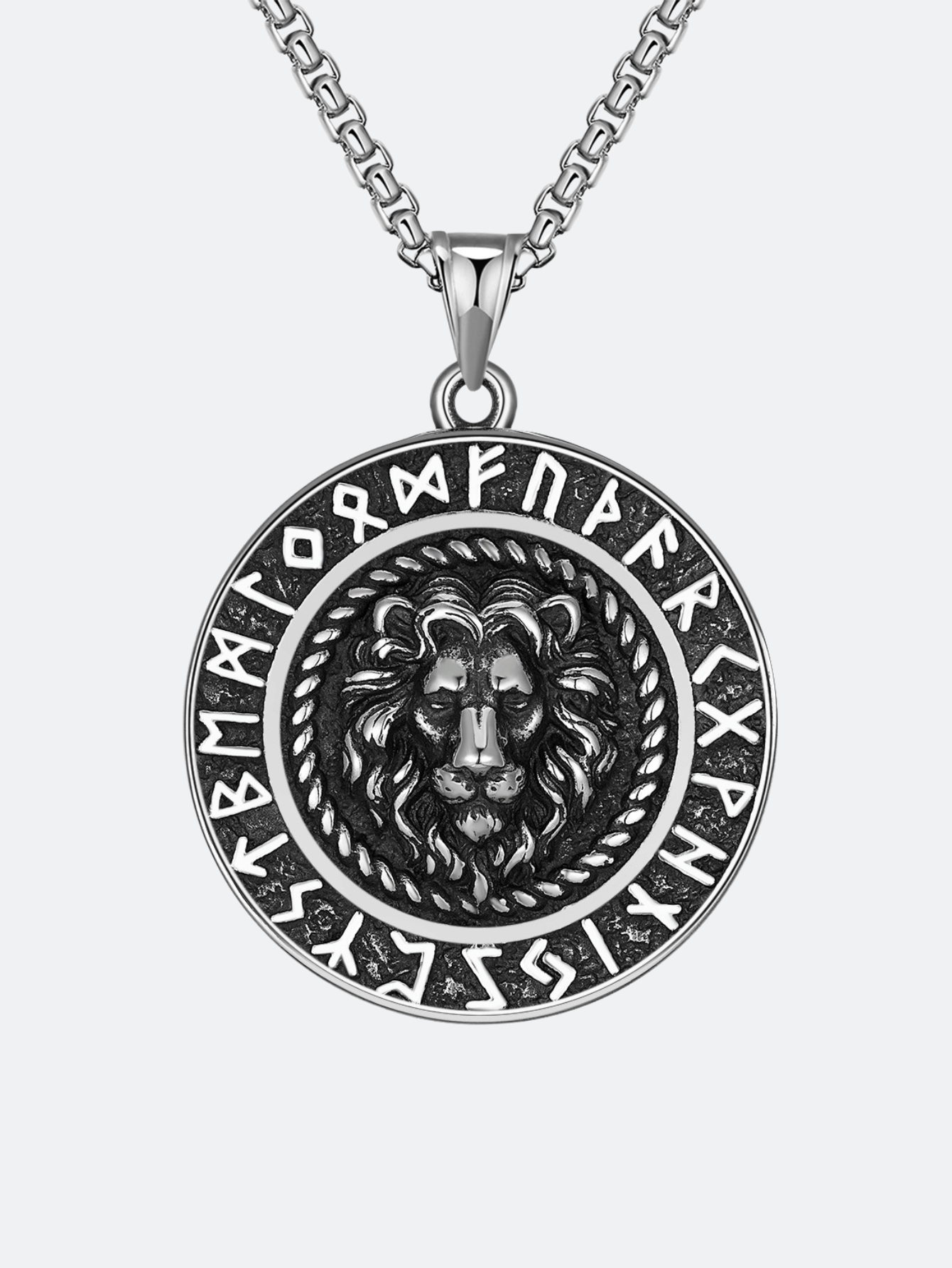 Mens Nordic Lion Titanium Steel Necklace