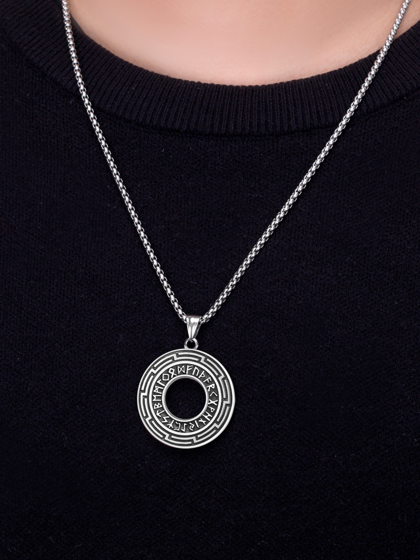 Nordic Viking Scripts Titanium Steel Necklace