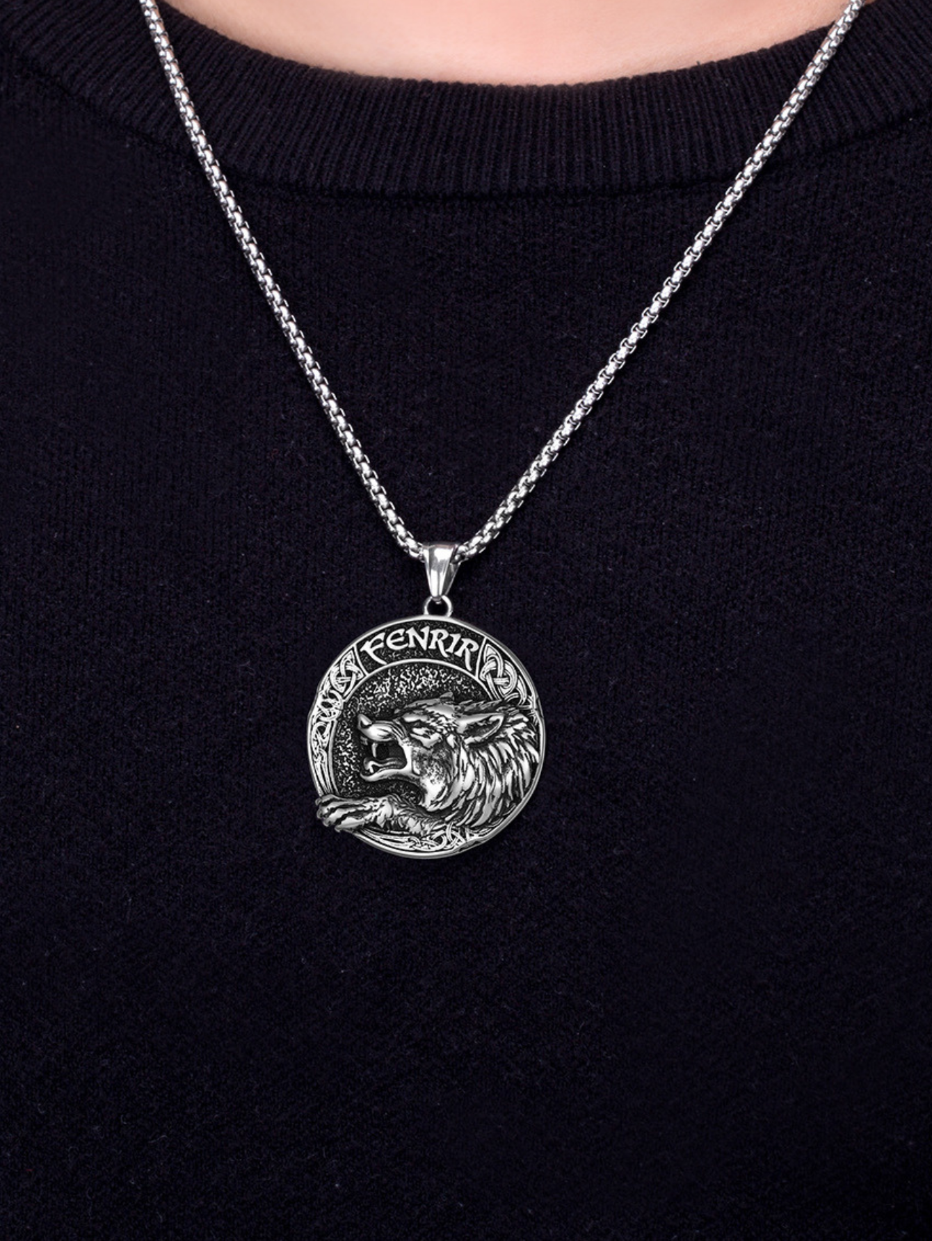 Norse Mythology Fenrir Wolf Titanium Steel Necklace