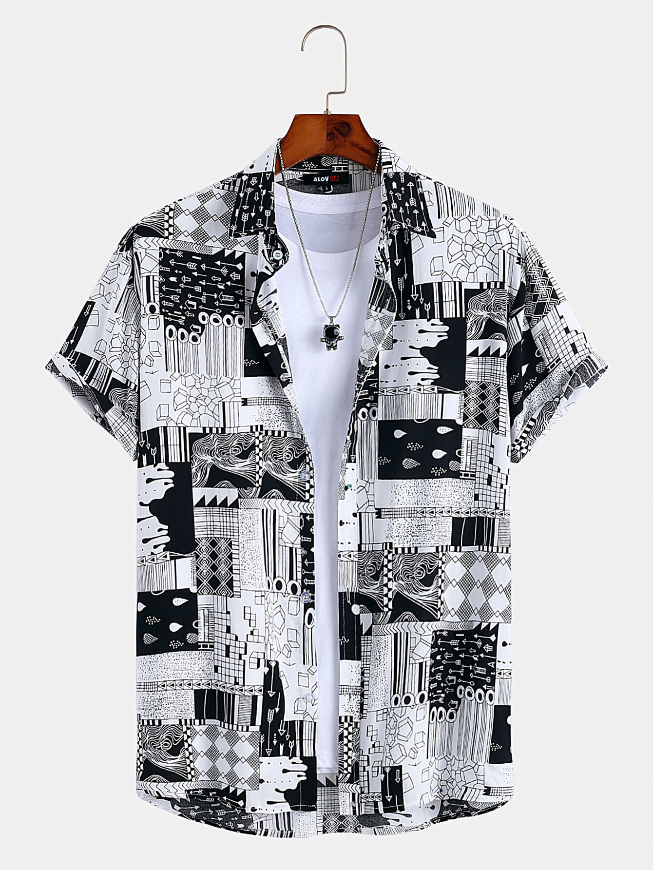 Abstract Pattern Lapel Shirt