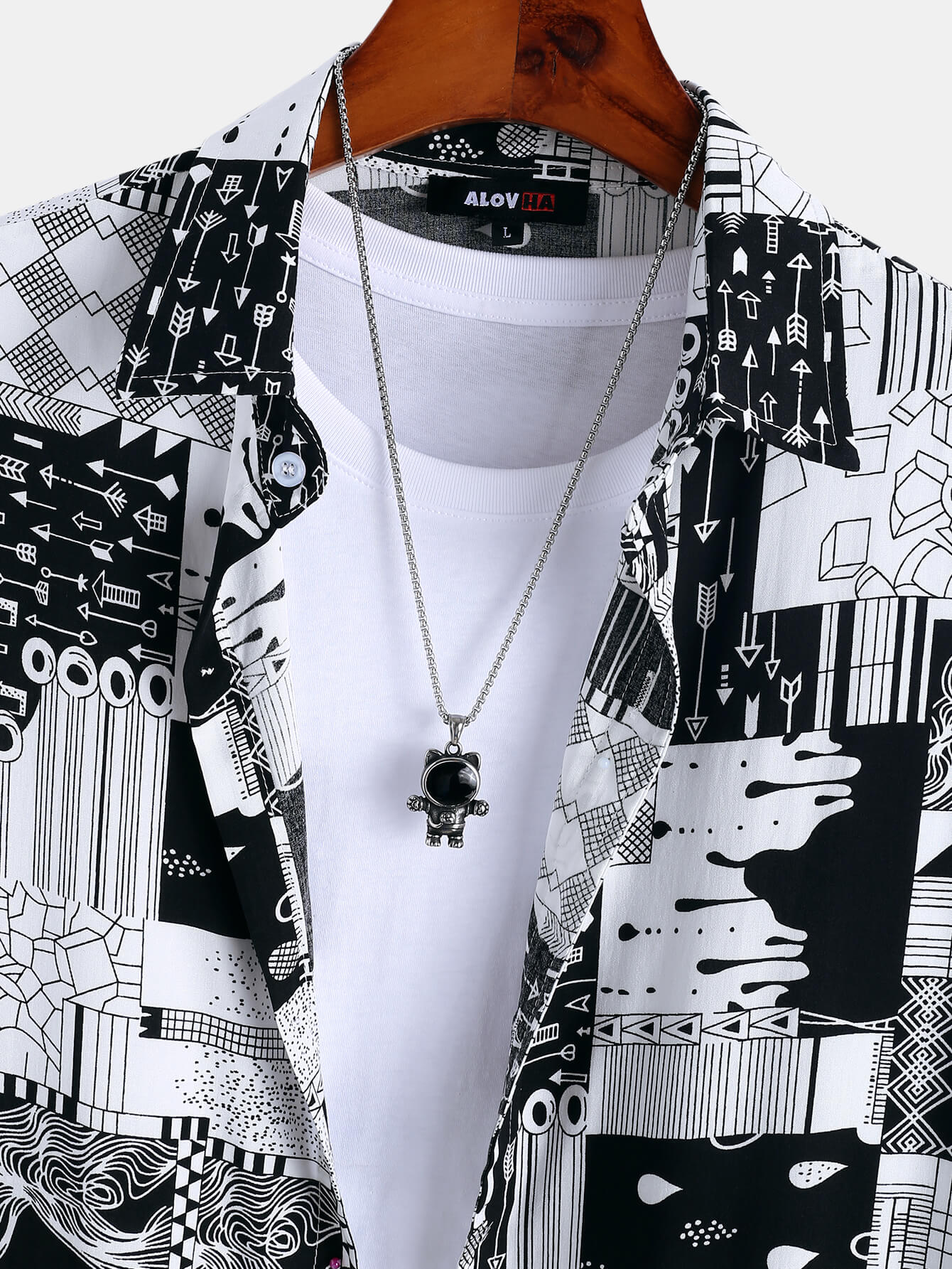 Abstract Pattern Lapel Shirt