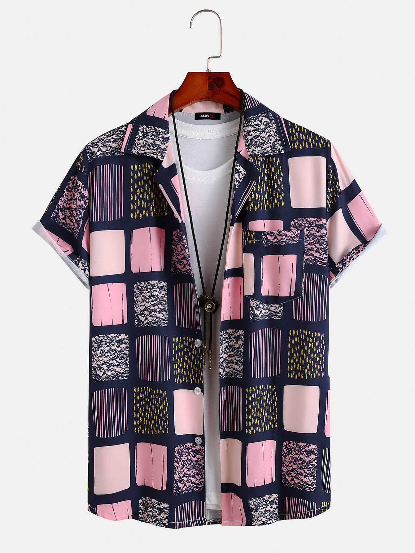 Abstract Square Color-Block Pattern Shirt