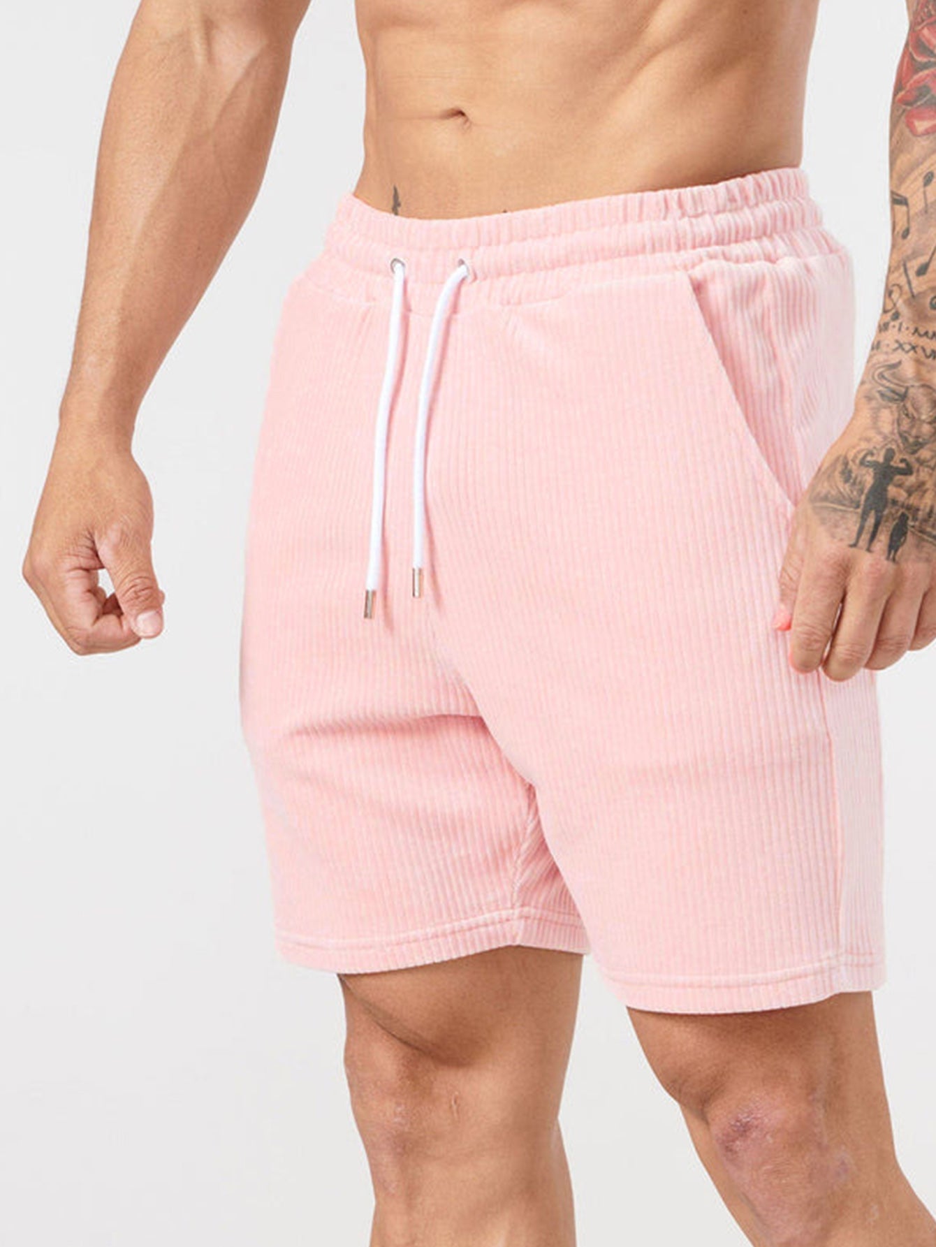 Athleisure Solid Color Corduroy Shorts