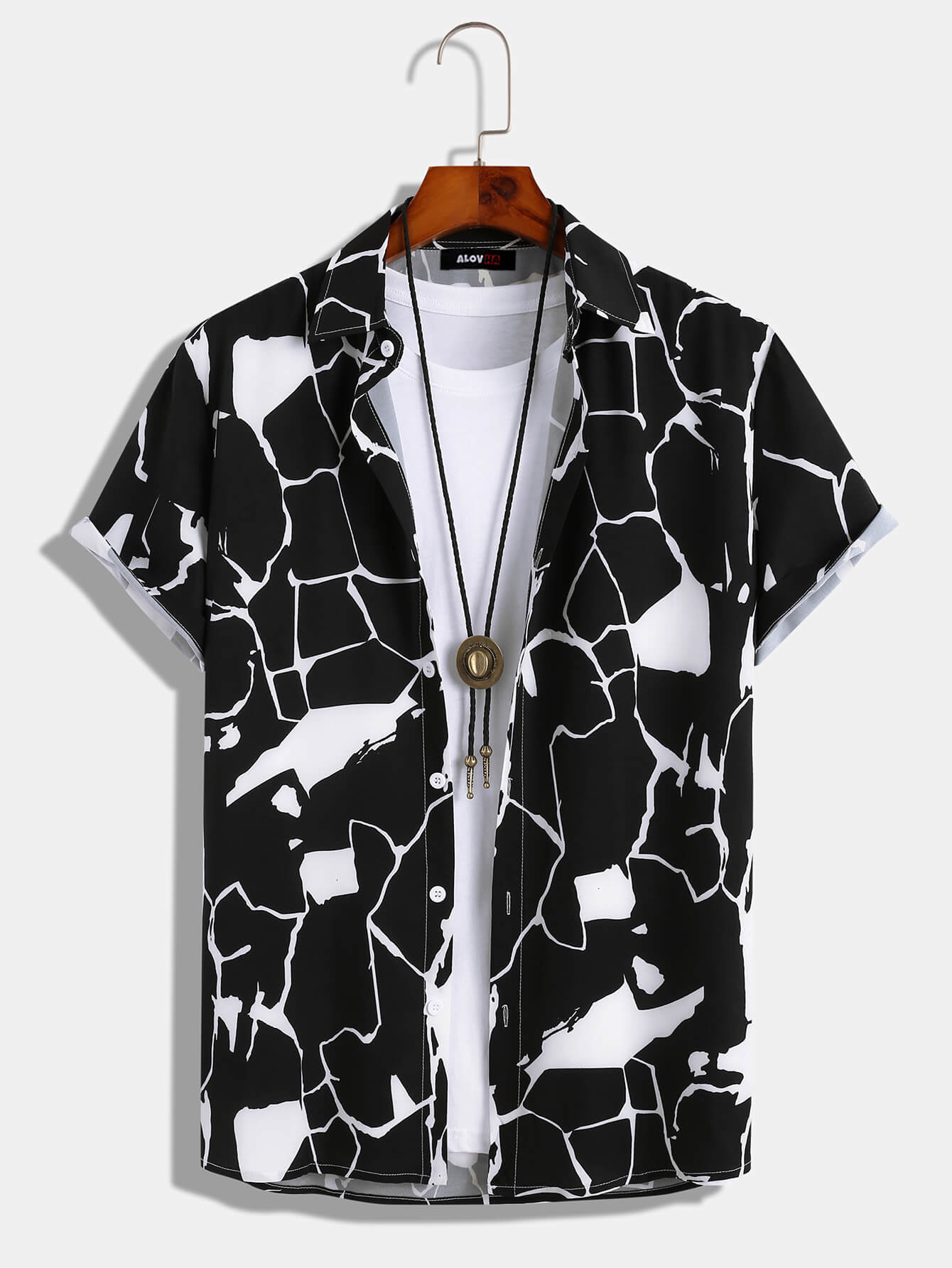 Black And White Block Textured Shirt