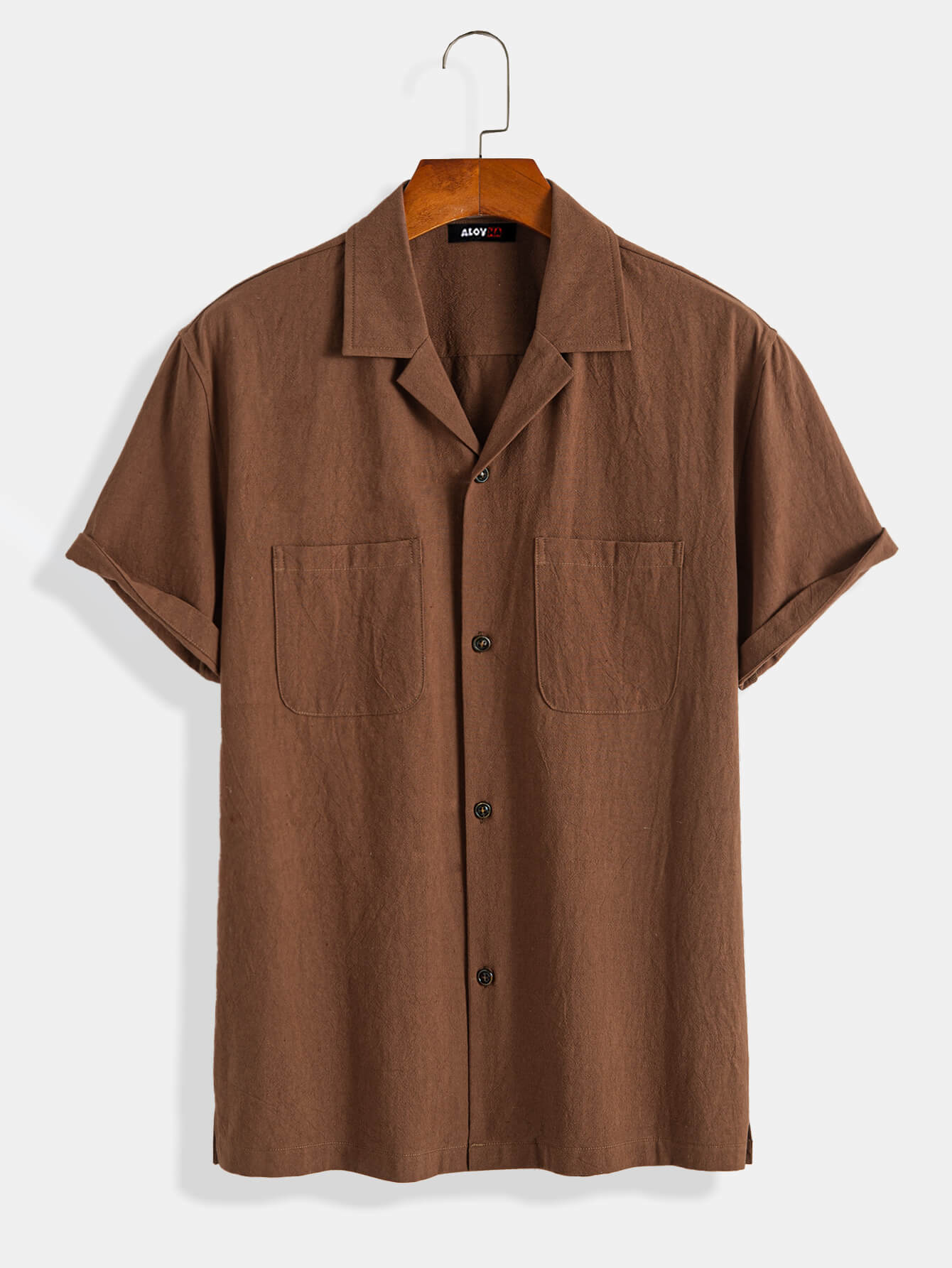 Brown Vintage Classic Textured Short Sleeve Shirt