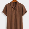 Brown Vintage Classic Textured Short Sleeve Shirt