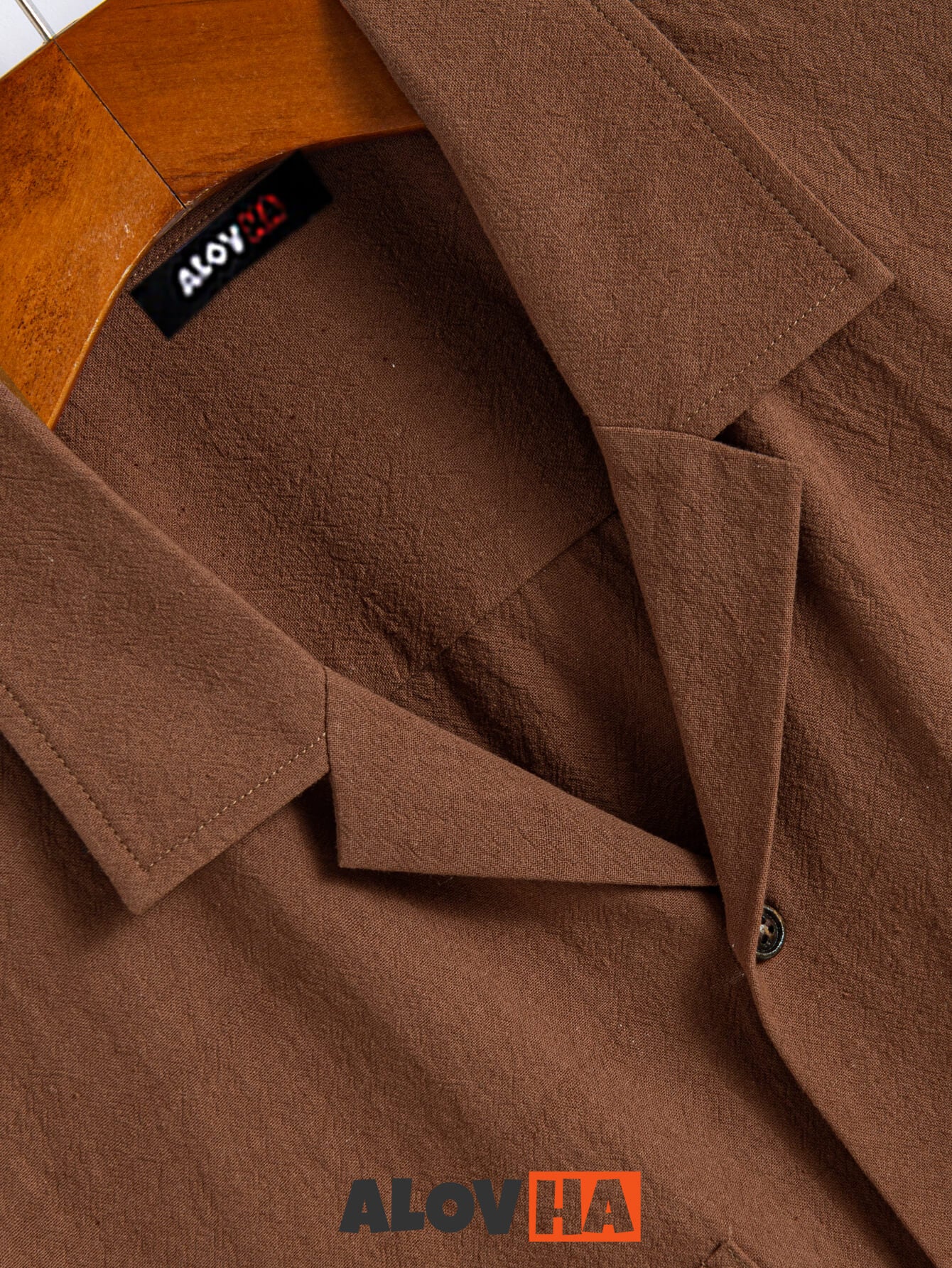 Brown Vintage Classic Textured Short Sleeve Shirt