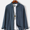 Casual Basic Series Cotton Shirt Crumpled Solid Color Long Sleeve Shirt With Pockets