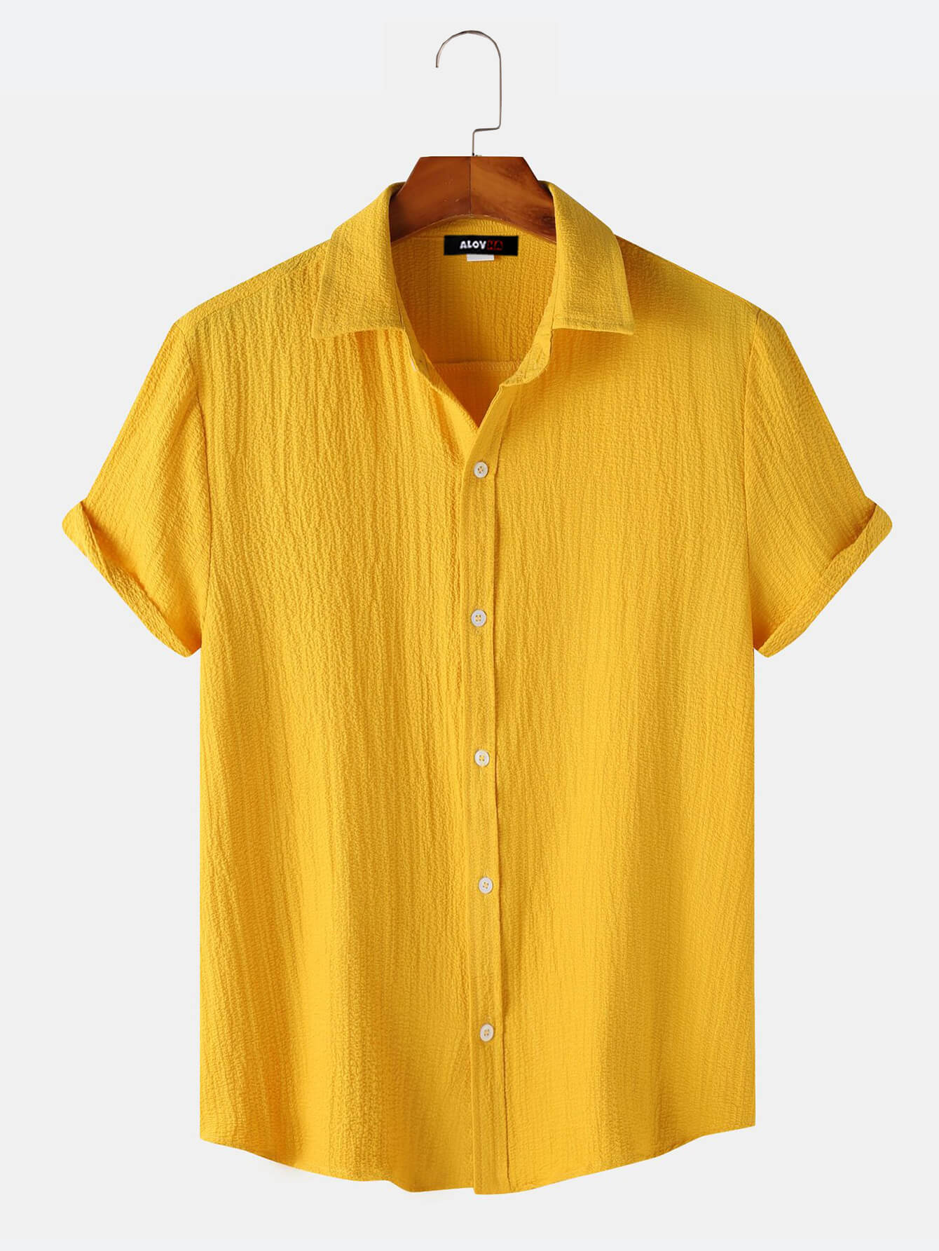 Casual Basic Solid Color Short Sleeve Button Shirt