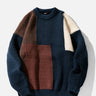 Casual Contrasting Color Knitted Texture Round Neck Sweatshirt