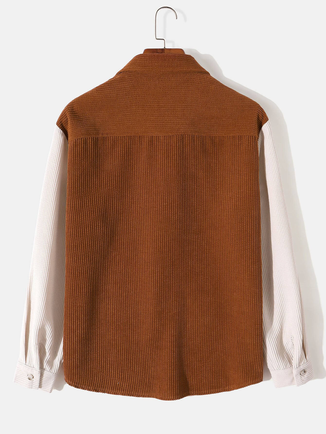 Casual Long Sleeve Color Block Corduroy Shirt