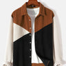 Casual Long Sleeve Color Block Corduroy Shirt