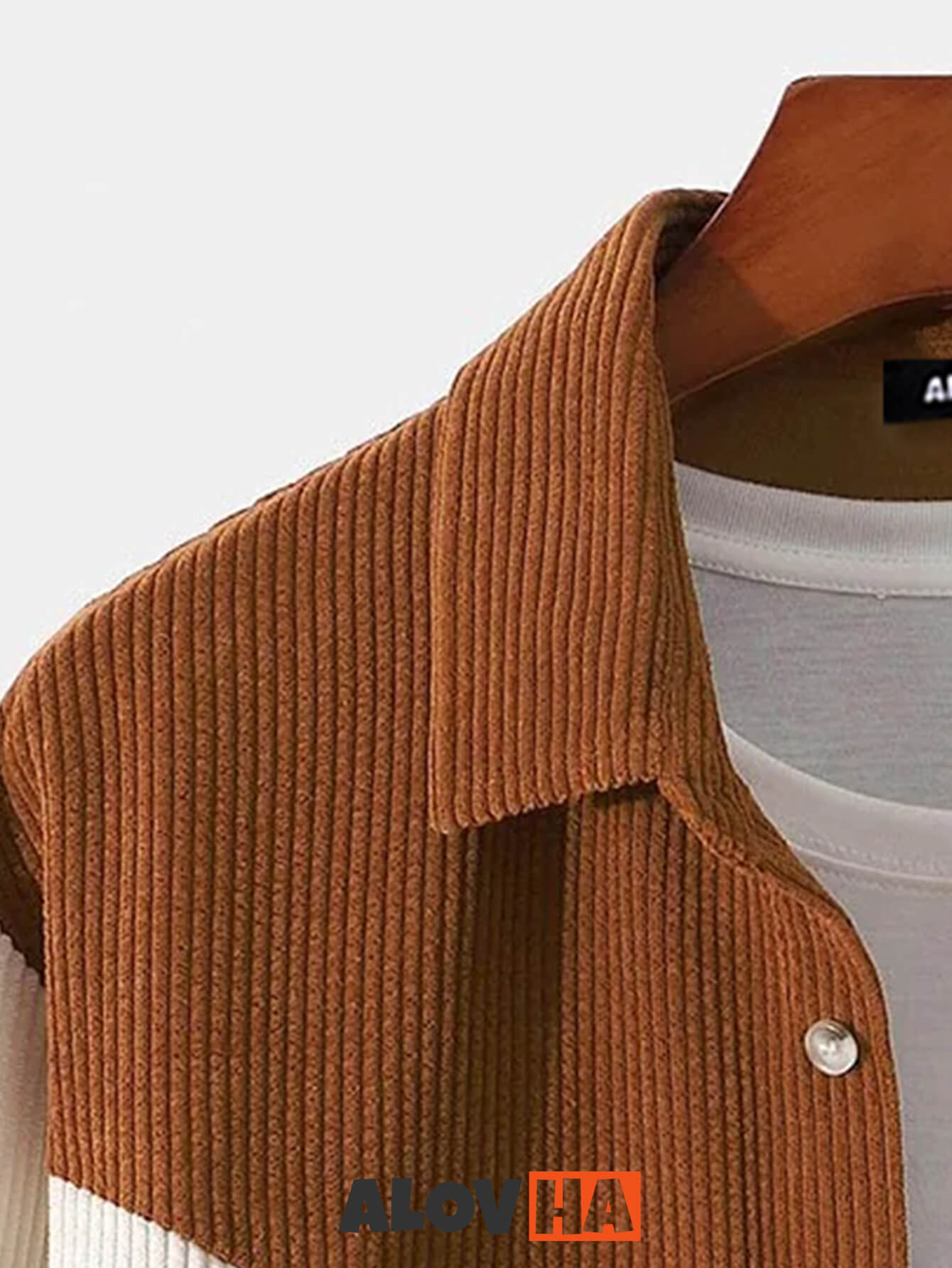 Casual Long Sleeve Color Block Corduroy Shirt