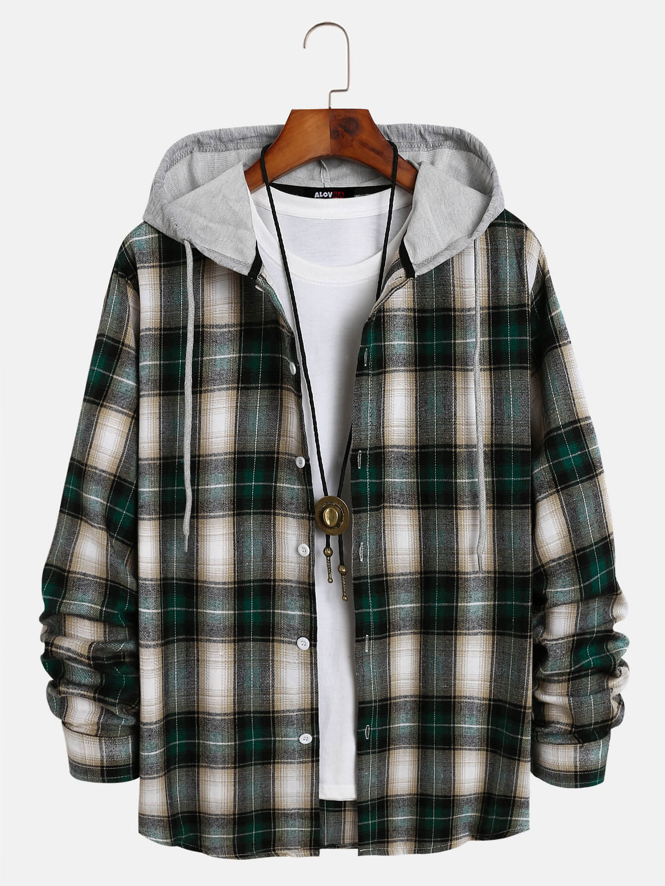 Casual Plaid Hooded Long Sleeve Button Down Shirt