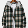 Casual Plaid Hooded Long Sleeve Button Down Shirt