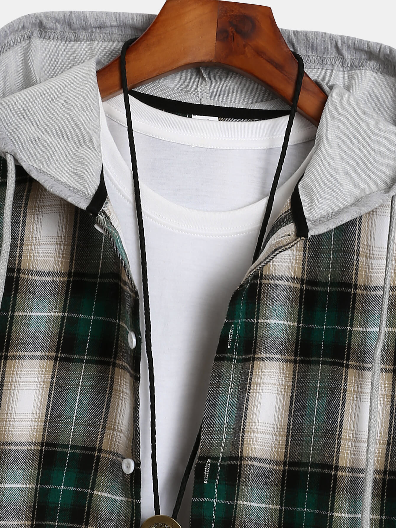 Casual Plaid Hooded Long Sleeve Button Down Shirt