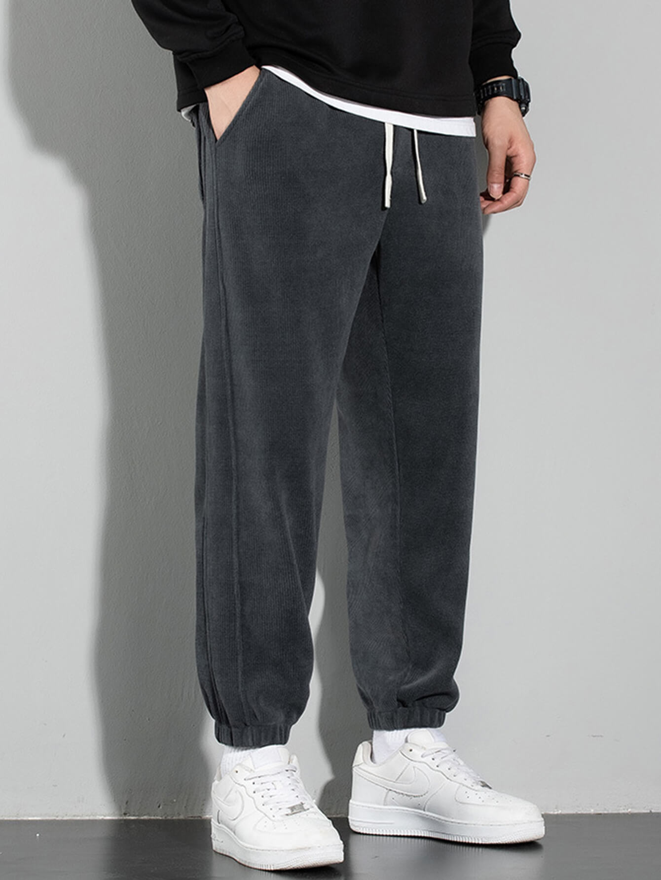 Casual Solid Color Corduroy Warm Pants