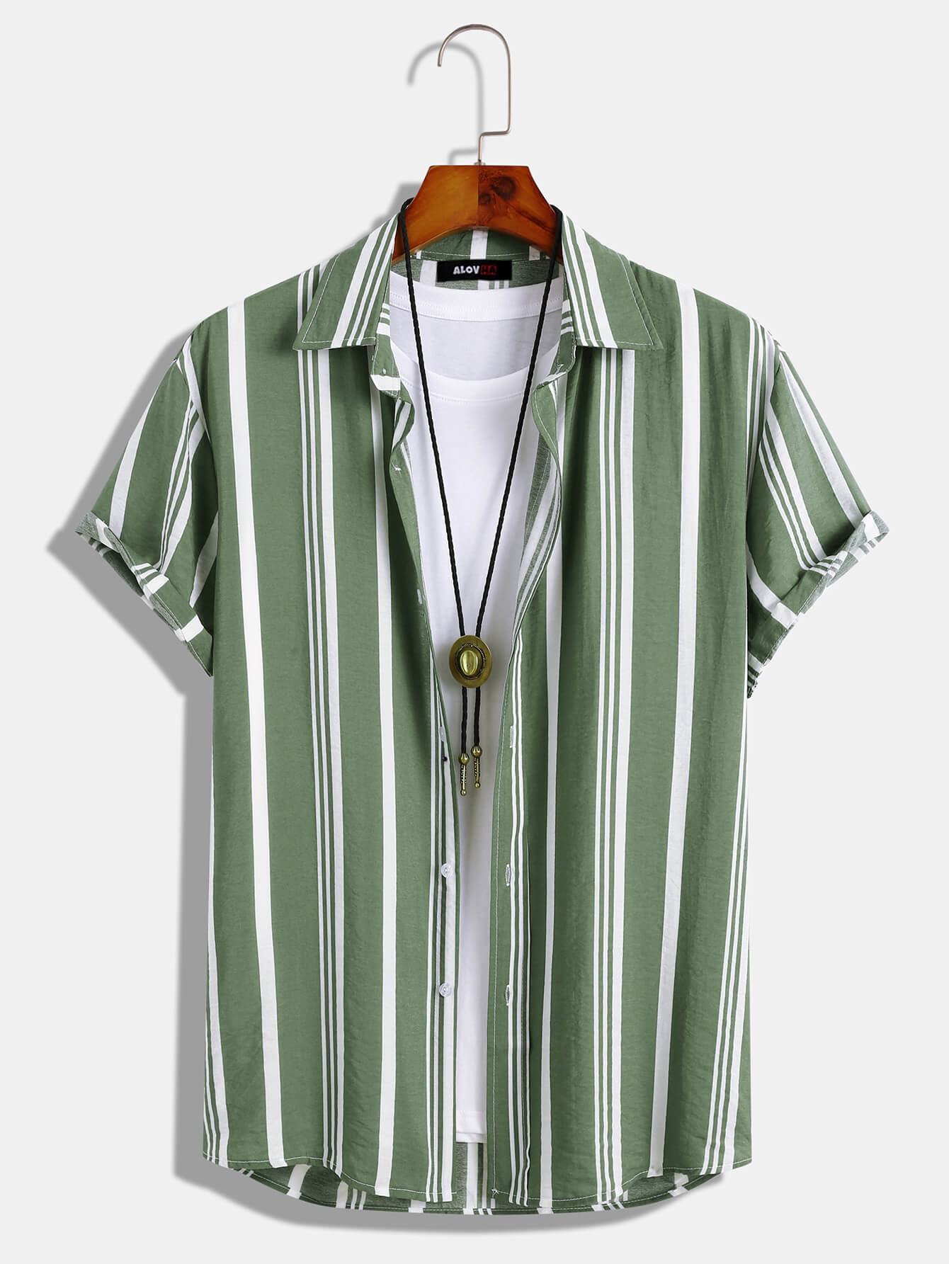 Casual Solid Color Striped Lapel Shirt