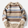 Casual Striped Contrasting Patchwork Round Neck Knitted Sweatshirt