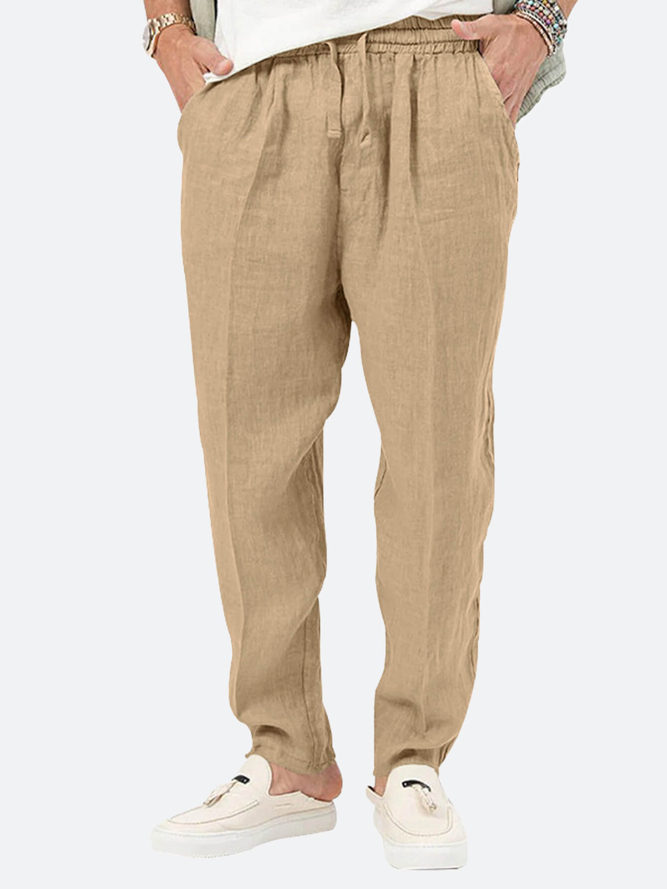 Chic Classic Men's Cotton Solid Color Cotton Linen Trousers