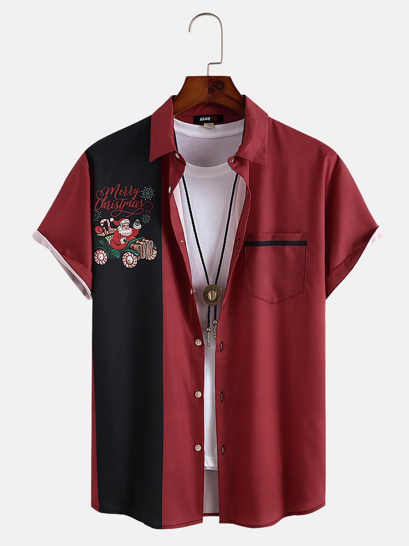 Christmas Black and Red Colorblock Shirt