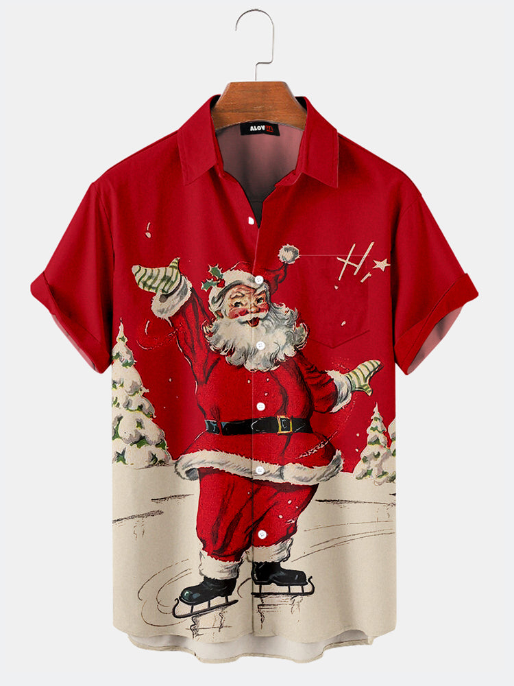 Camicia con stampa Babbo Natale natalizio