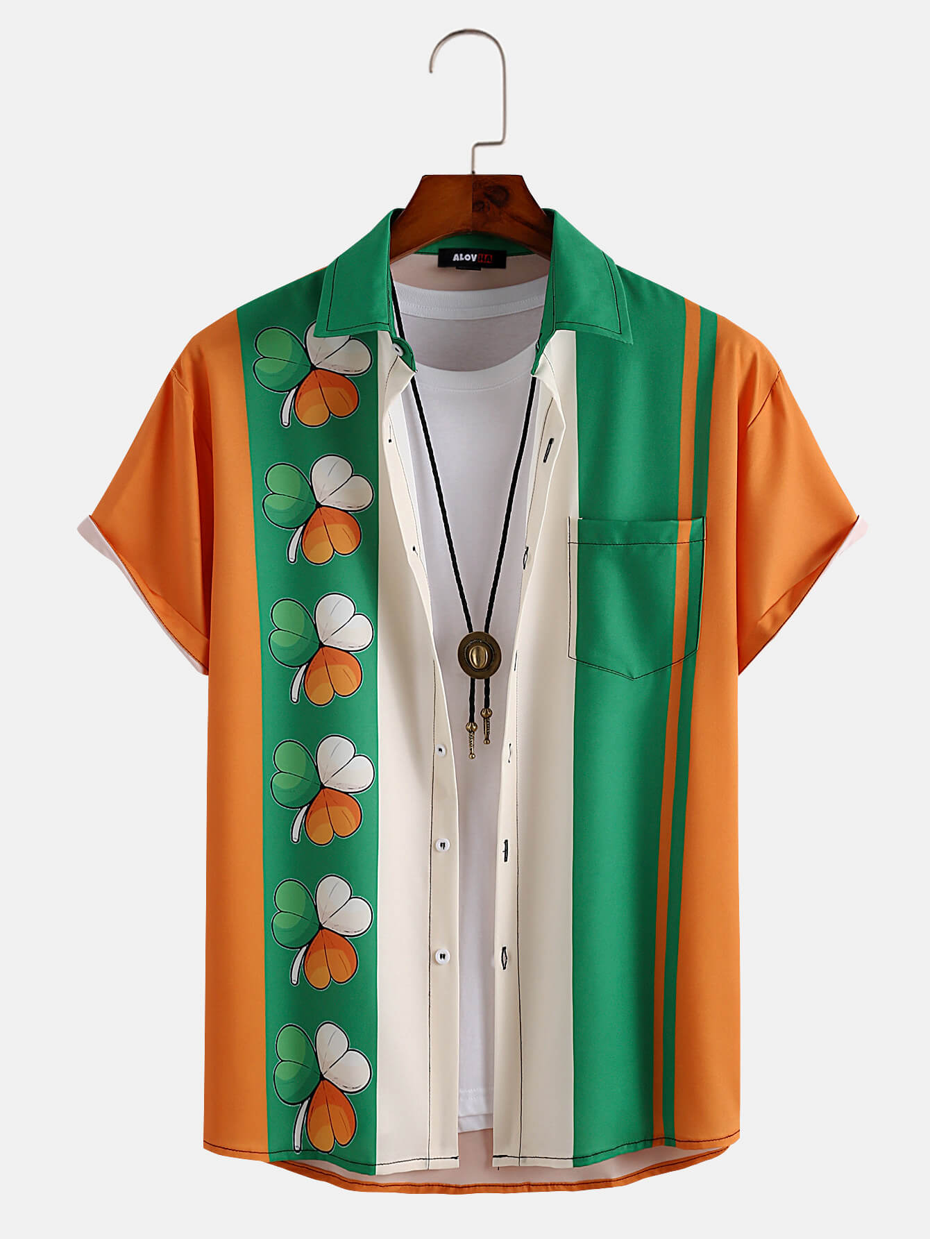 Camisa con estampado del día de San Patricio y rayas de trébol