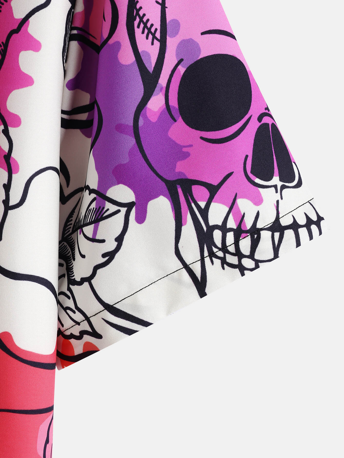 Colorful Skull Rose Print Shirt