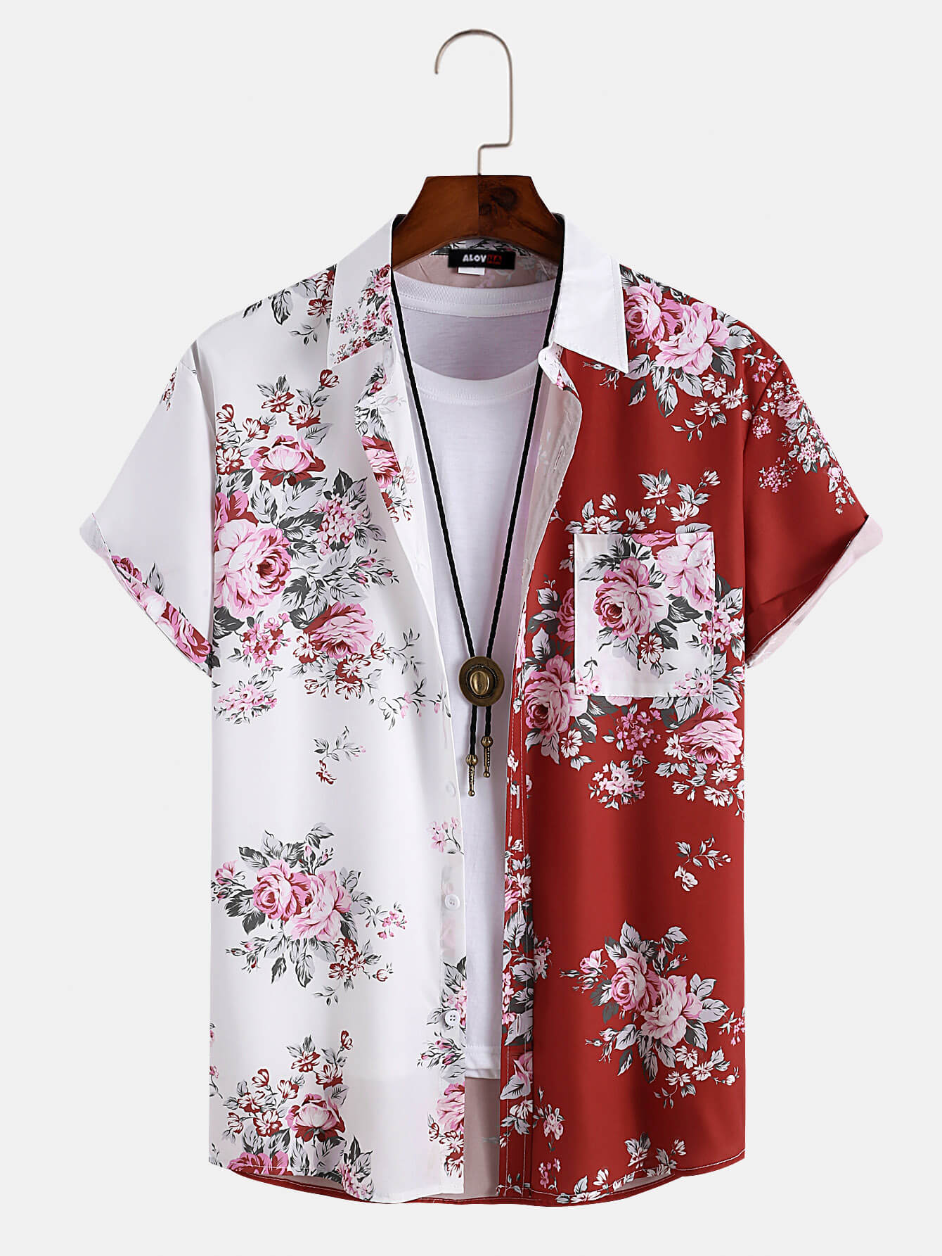 Contrast Color Rose Romantic Shirt