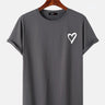 Cotton Round Neck Heart Short-Sleeved T-Shirt