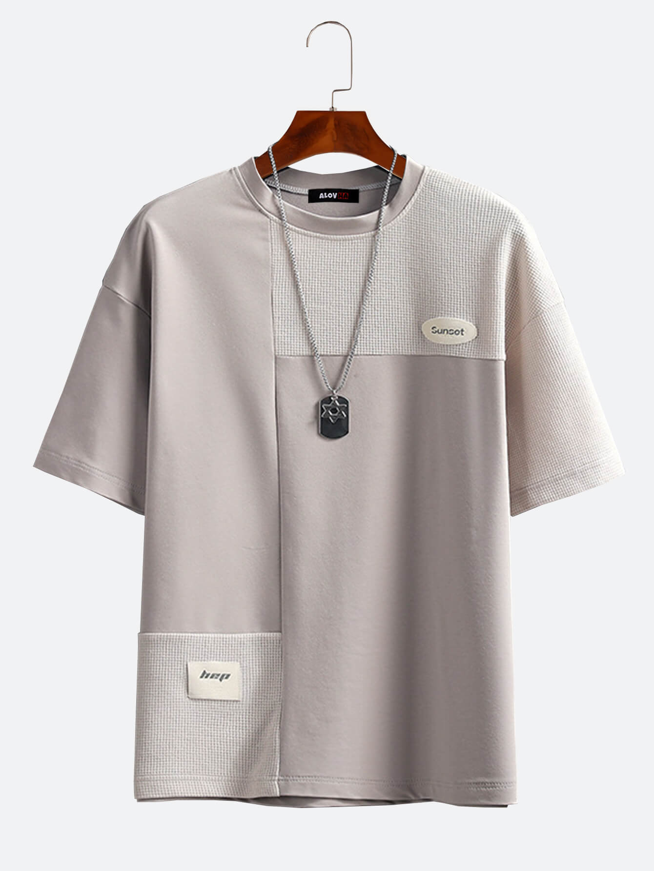 Cotton Short-Sleeved Trendy Irregular Stitching T-Shirt