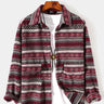 Flannel Diamond Stripe Print Lapel Jacket